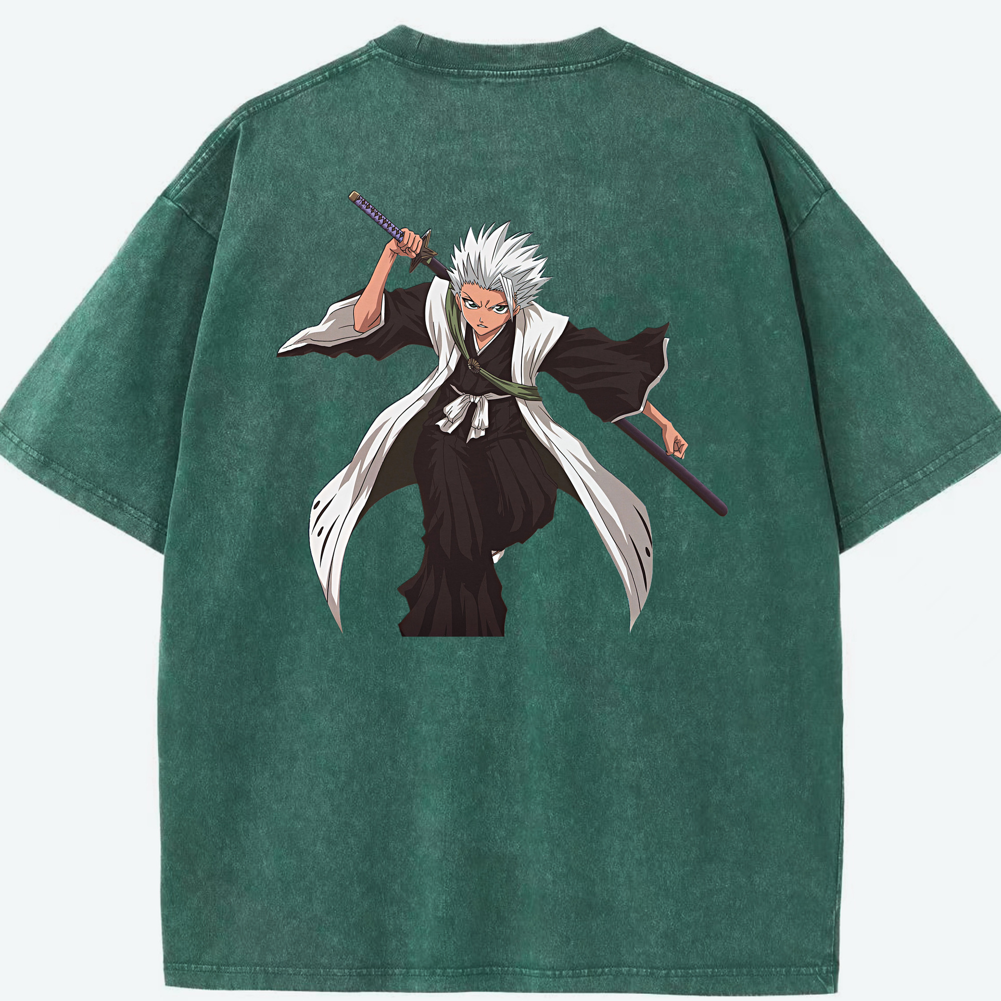 （画像用） ブリーチ 日番谷冬獅郎（ひつがや とうしろう） BLEACH Hitsugaya Toushirou 綿100% ヴィンテージ風 半袖Tシャツ（背面プリント）